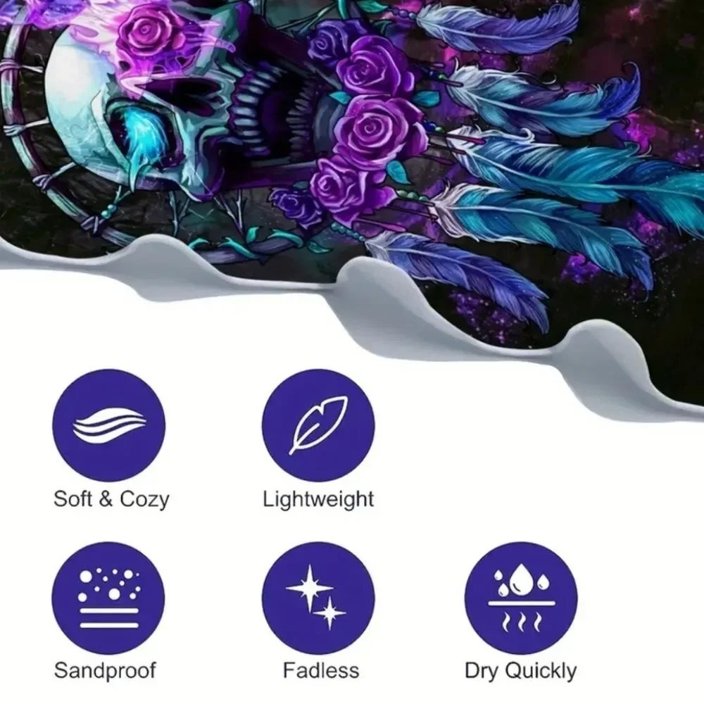 purple skull dream catcher towel